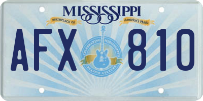 MS license plate AFX810
