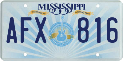MS license plate AFX816