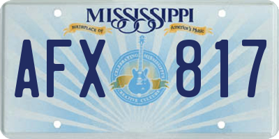 MS license plate AFX817