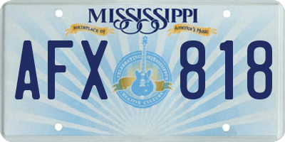 MS license plate AFX818