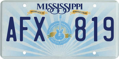 MS license plate AFX819
