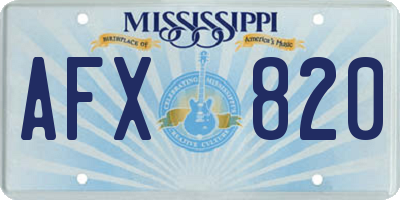 MS license plate AFX820