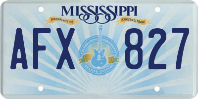 MS license plate AFX827