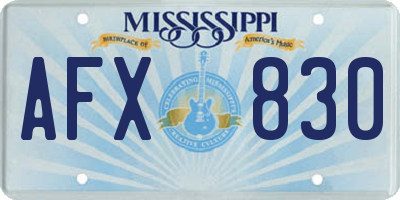 MS license plate AFX830