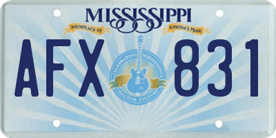 MS license plate AFX831