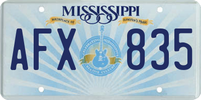 MS license plate AFX835