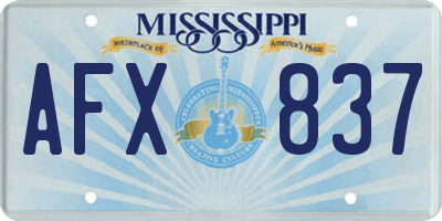 MS license plate AFX837