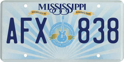 MS license plate AFX838