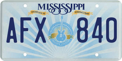 MS license plate AFX840