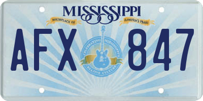 MS license plate AFX847