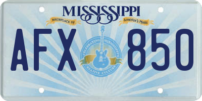 MS license plate AFX850