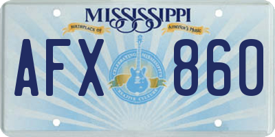 MS license plate AFX860