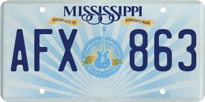 MS license plate AFX863