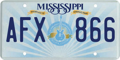 MS license plate AFX866
