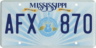 MS license plate AFX870