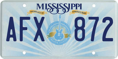 MS license plate AFX872