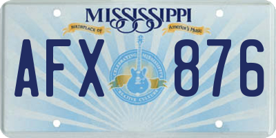 MS license plate AFX876