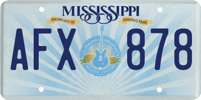 MS license plate AFX878
