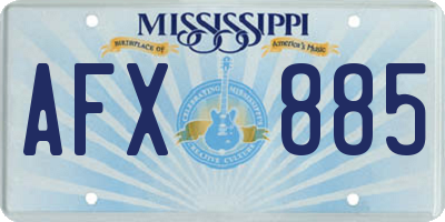 MS license plate AFX885