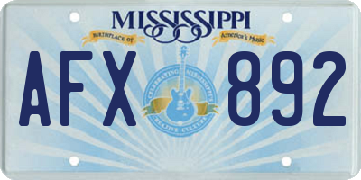 MS license plate AFX892