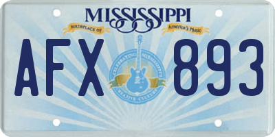 MS license plate AFX893
