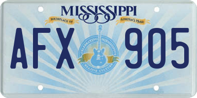 MS license plate AFX905