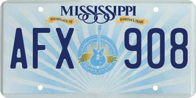 MS license plate AFX908