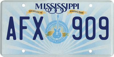 MS license plate AFX909