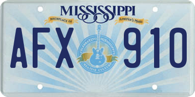 MS license plate AFX910