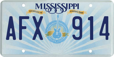 MS license plate AFX914
