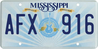 MS license plate AFX916