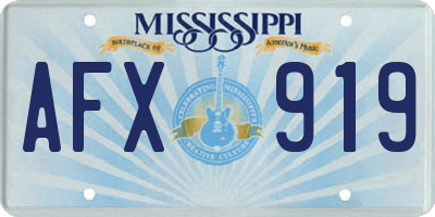 MS license plate AFX919
