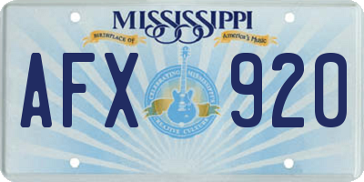 MS license plate AFX920