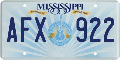 MS license plate AFX922
