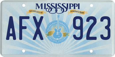 MS license plate AFX923