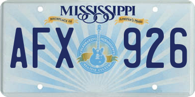 MS license plate AFX926