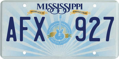 MS license plate AFX927