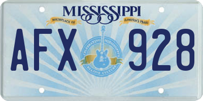 MS license plate AFX928