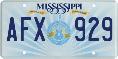 MS license plate AFX929