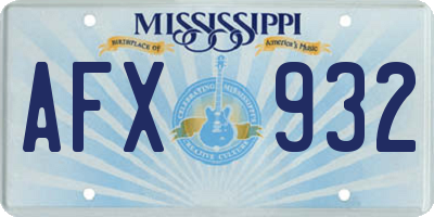 MS license plate AFX932
