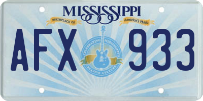 MS license plate AFX933