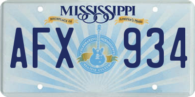 MS license plate AFX934
