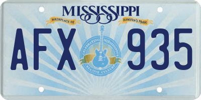 MS license plate AFX935