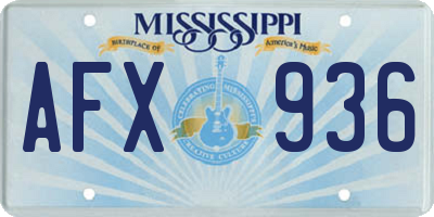 MS license plate AFX936