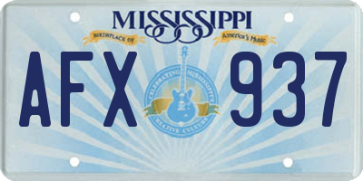 MS license plate AFX937