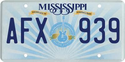 MS license plate AFX939