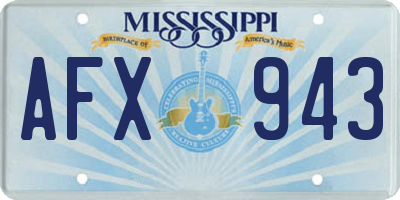 MS license plate AFX943