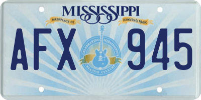 MS license plate AFX945