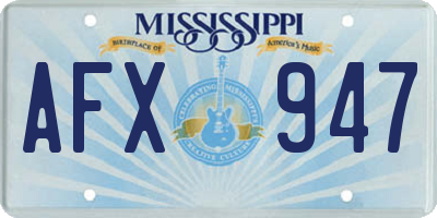 MS license plate AFX947