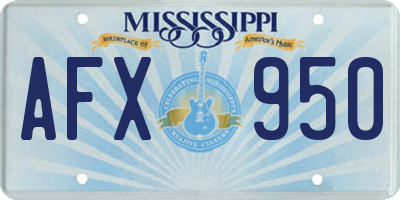 MS license plate AFX950